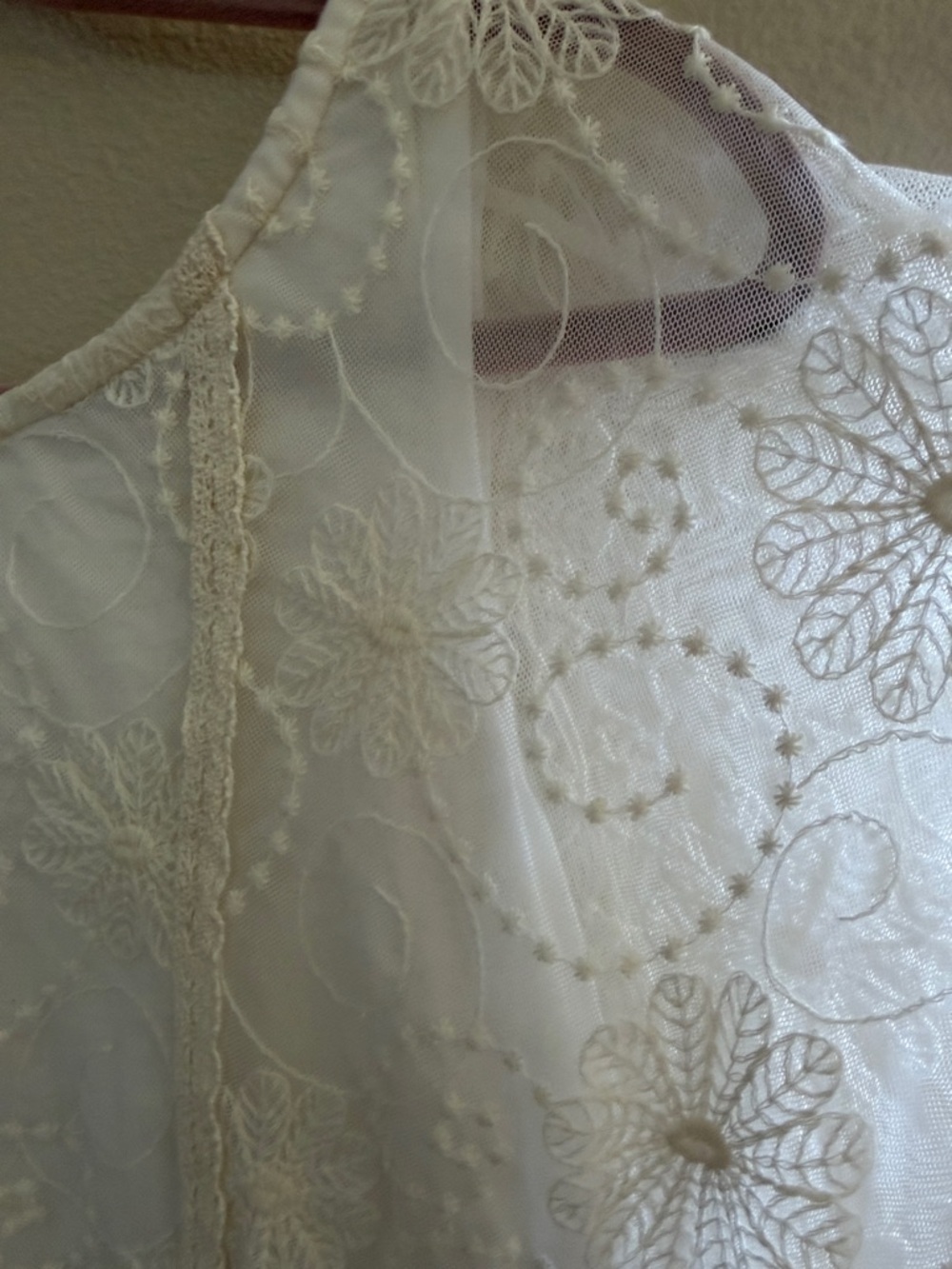Vintage Cream Lace Boho Tunic Top - Picture 6 of 8